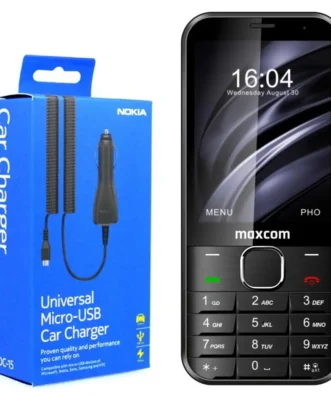 Maxcom MM334 3.2" με Bluetooth, Ραδιόφωνο, Κάμερα, Φακό και Μεγάλα Γράμματα Μαύρο + Φορτιστής Αυτοκινήτου Nokia Micro USB