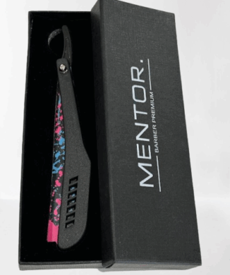 MENTOR barber premium φαλτσέτα ( μαύρο-ροζ)